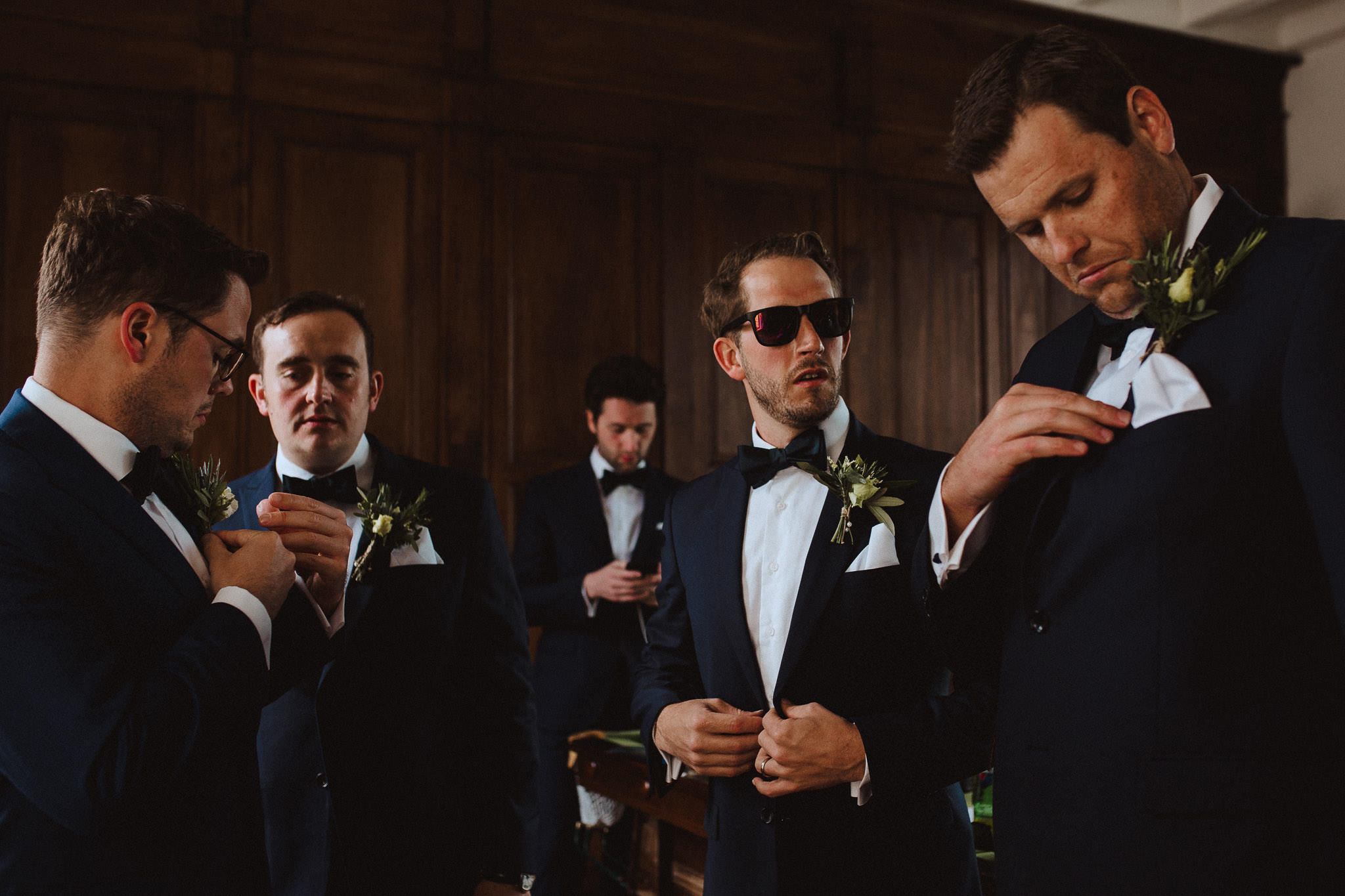 groomsmen at Chateau Tourbeille France