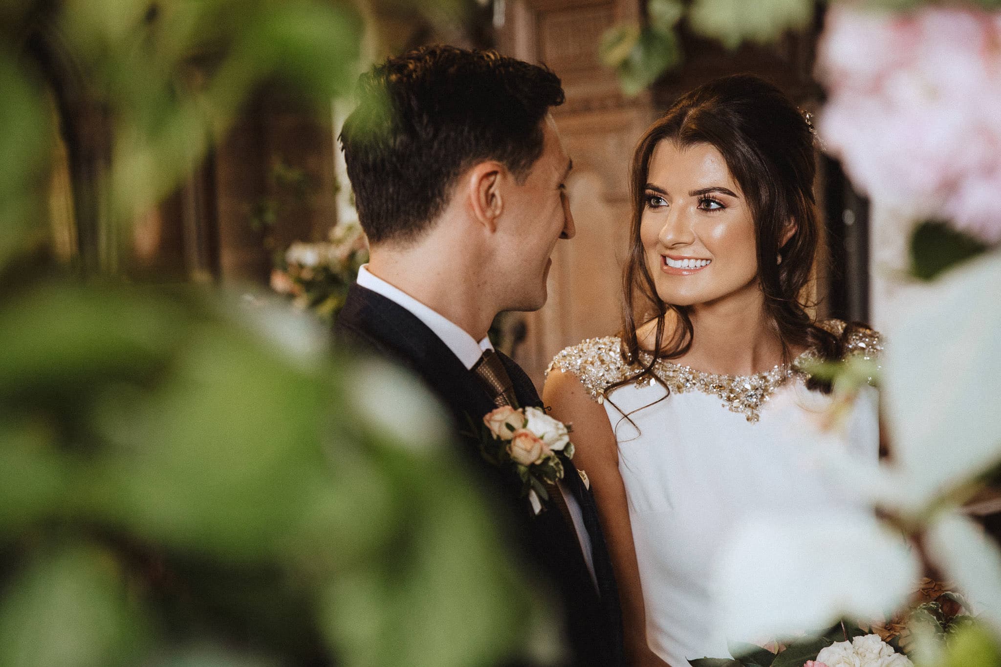 close up photograph of bride during ceremony