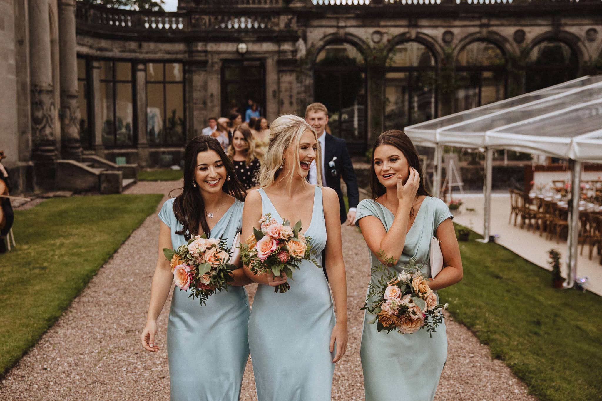 gorgeous pale green silk bridesmaids dresses