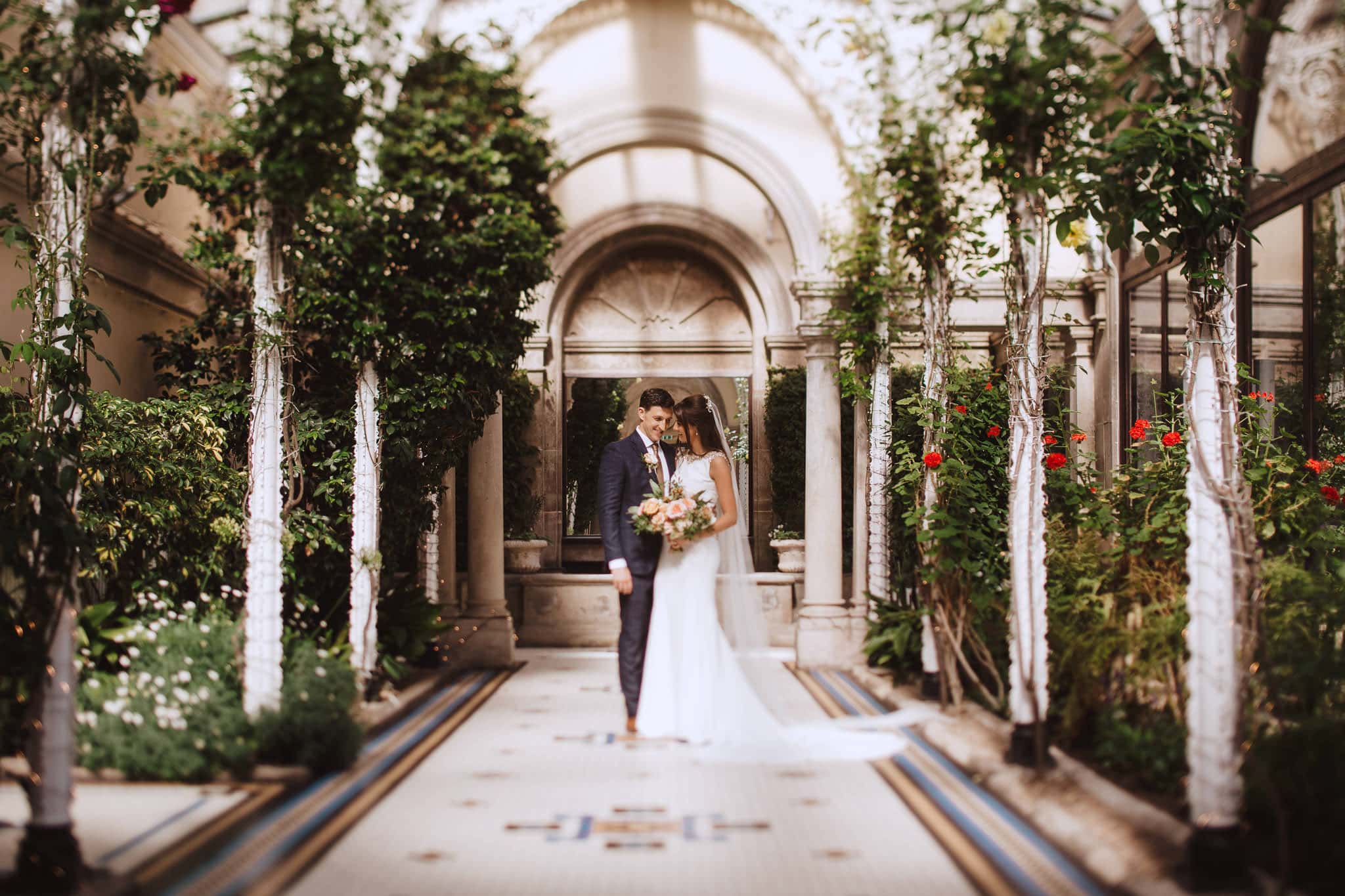 Sandon Hall wedding portrait in orangery