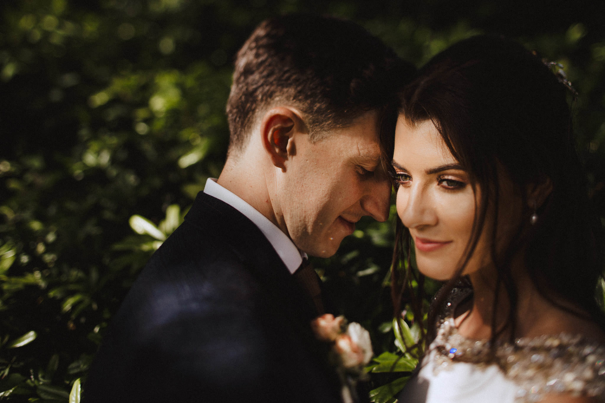 dreamy close up of beautiful bride at Sandon Hall wedding 