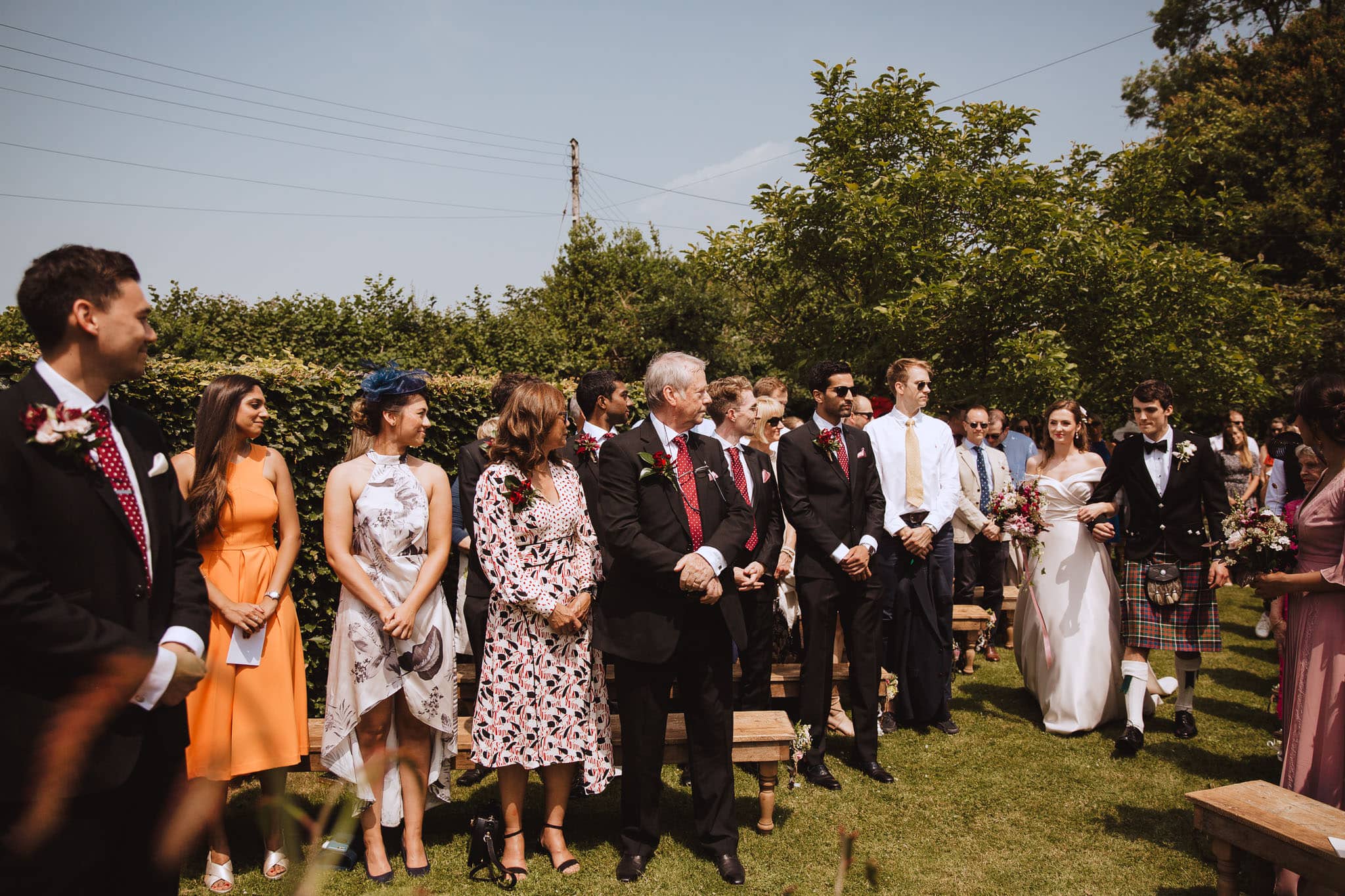 Bride getting married in her garden at home