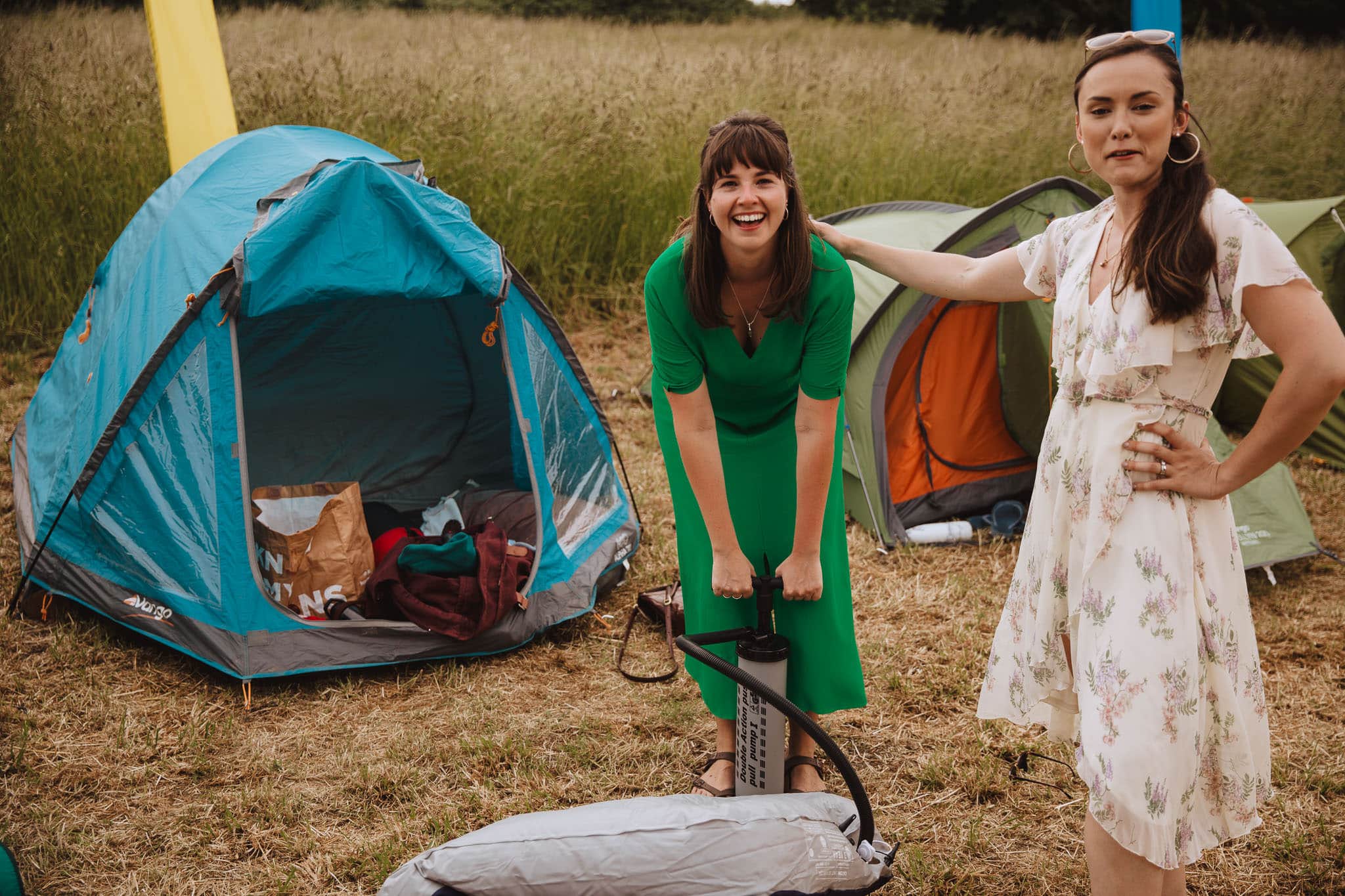 camping field at Marquee Wedding at Home