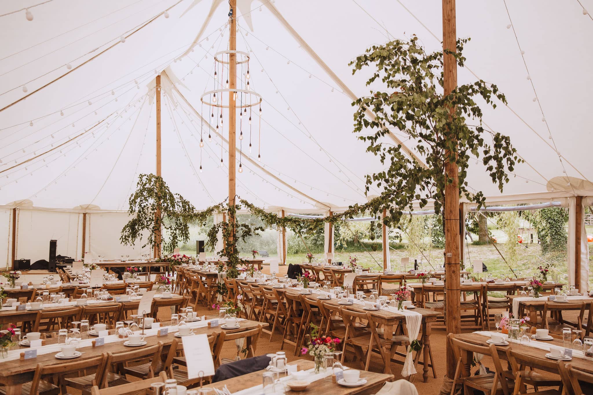 inside of the Marquee at a Wedding at Home