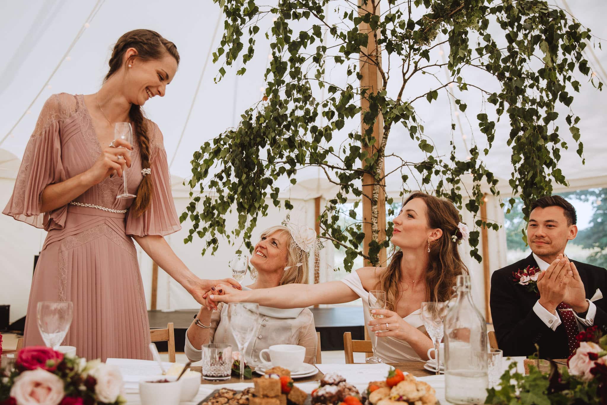 Maid of Honour's speech in the Marquee at a Garden wedding at home