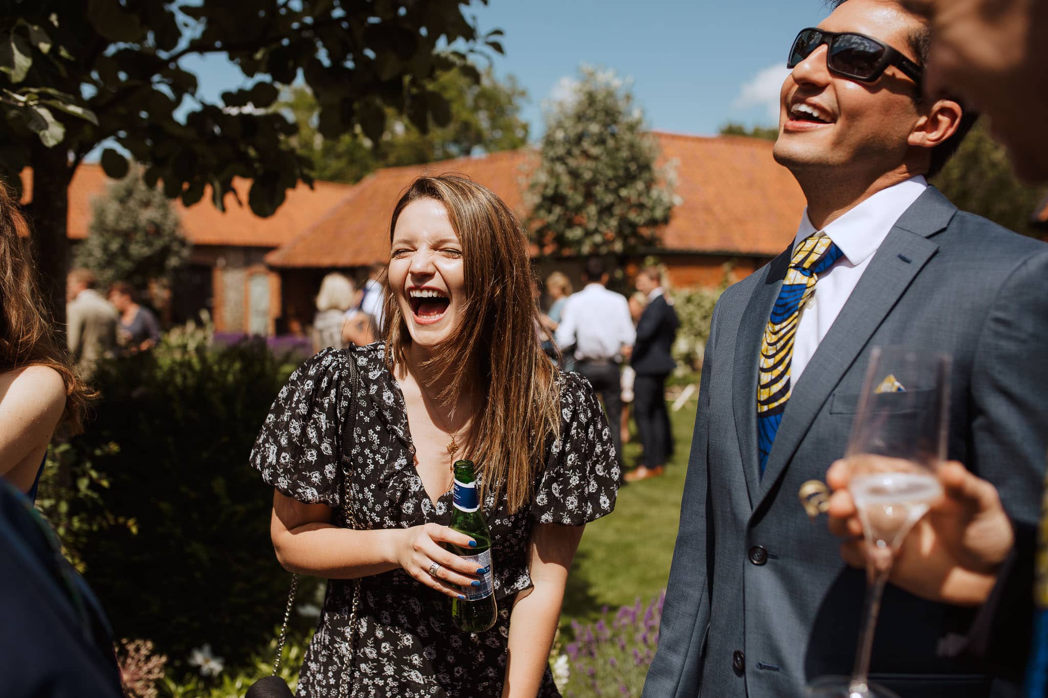 guests in the courtyard at The Granary Estates Wedding