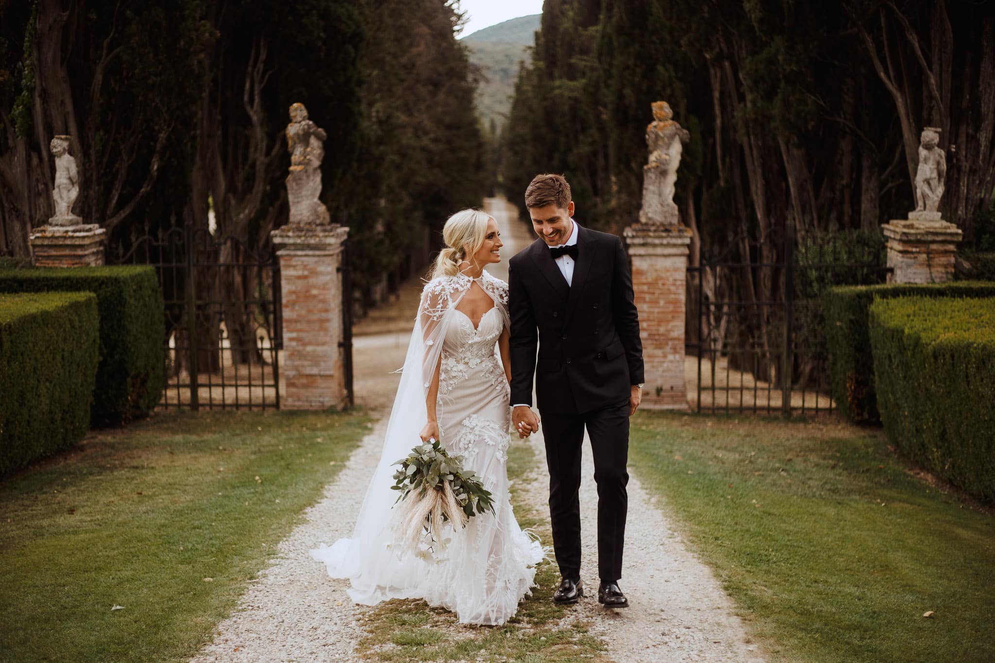 beautiful natural portrait of bride and groom at Borgo Stomennano Wedding, Tuscany