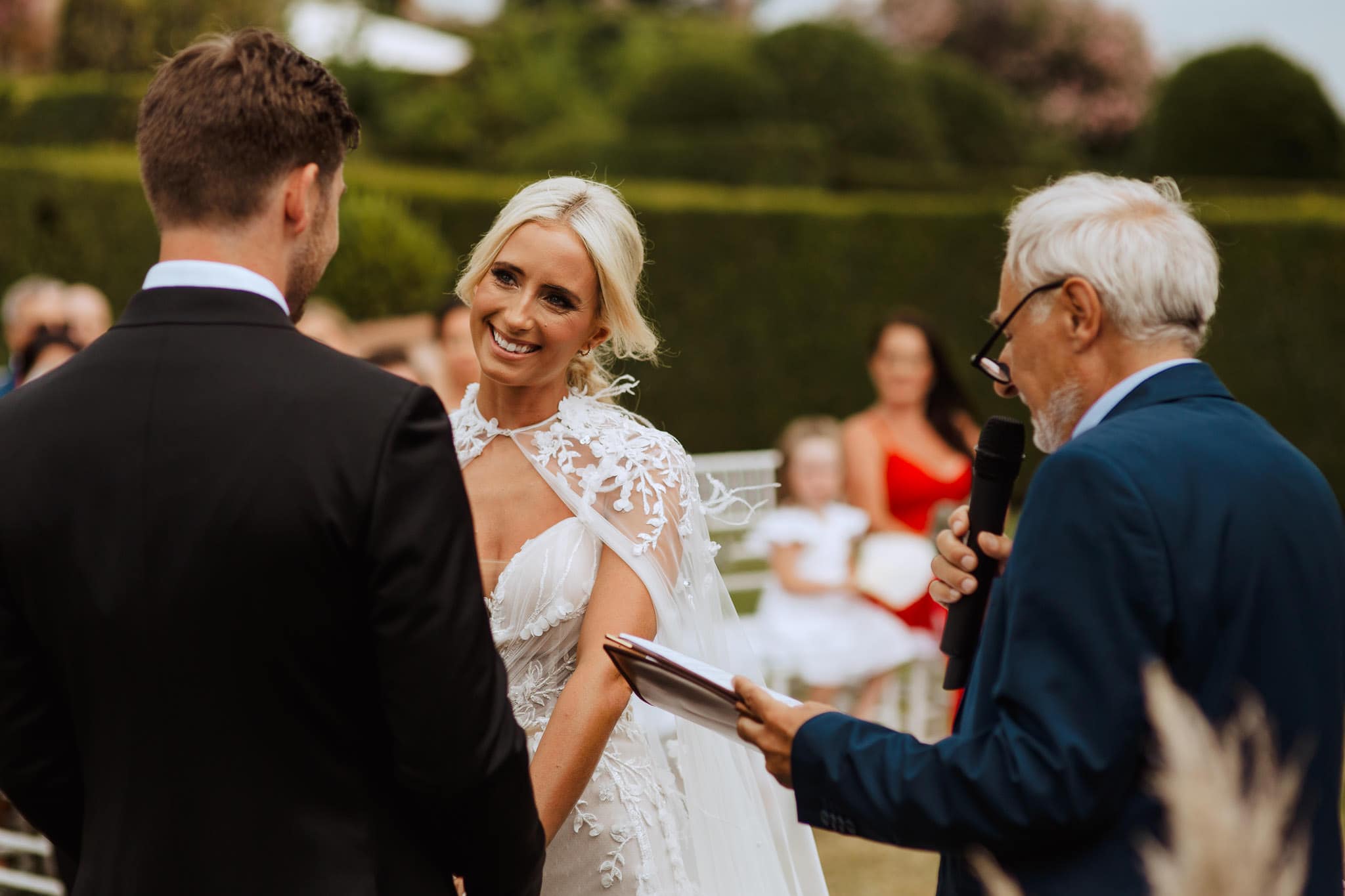 close up of beautiful bride during ceremony at Borgo Stomennano Wedding