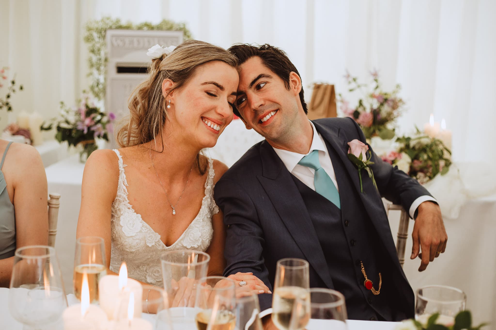 bride and groom looking lovingly at each other