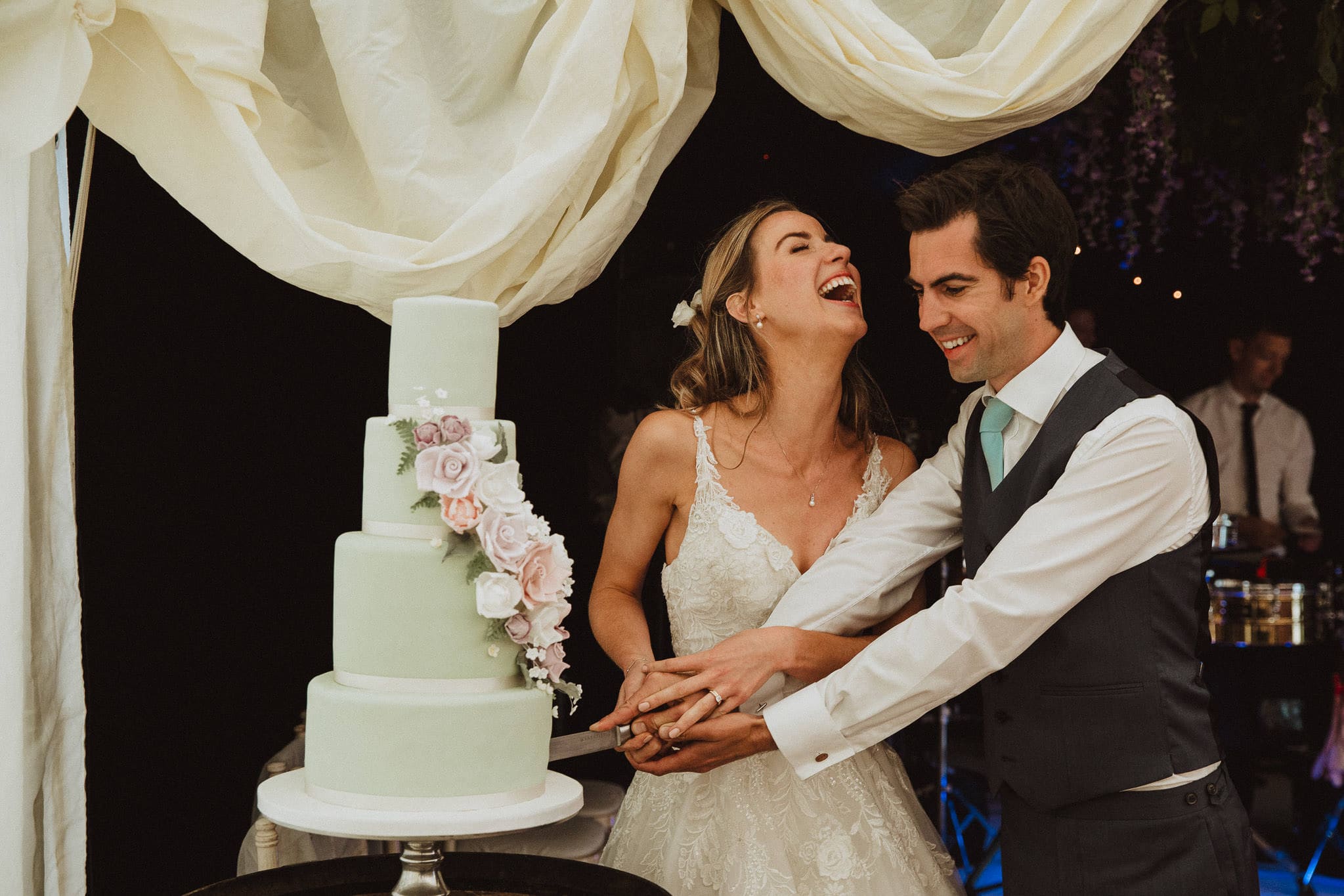 fun cake cutting photo