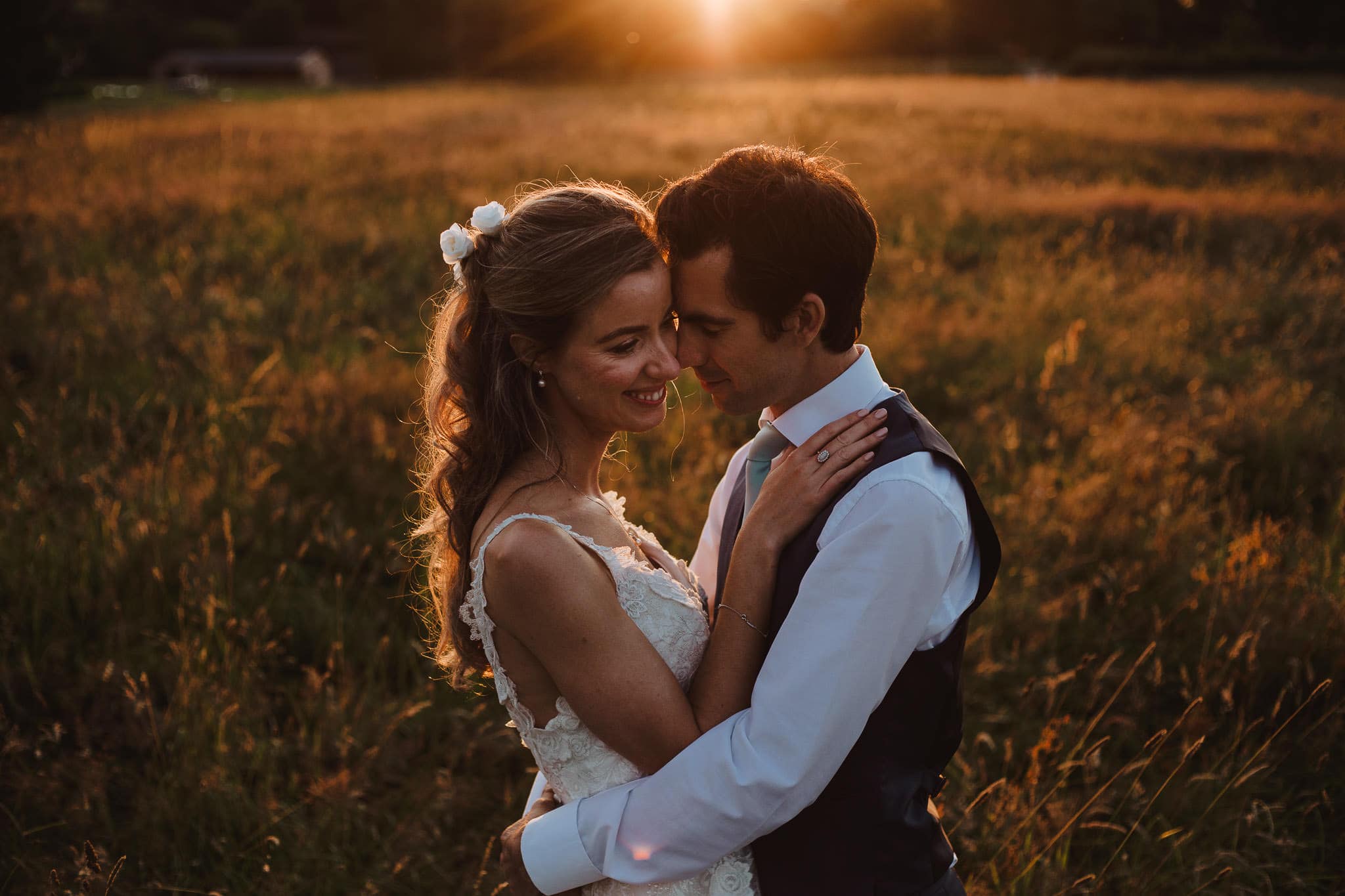 golden hour portraits at Leicestershire wedding