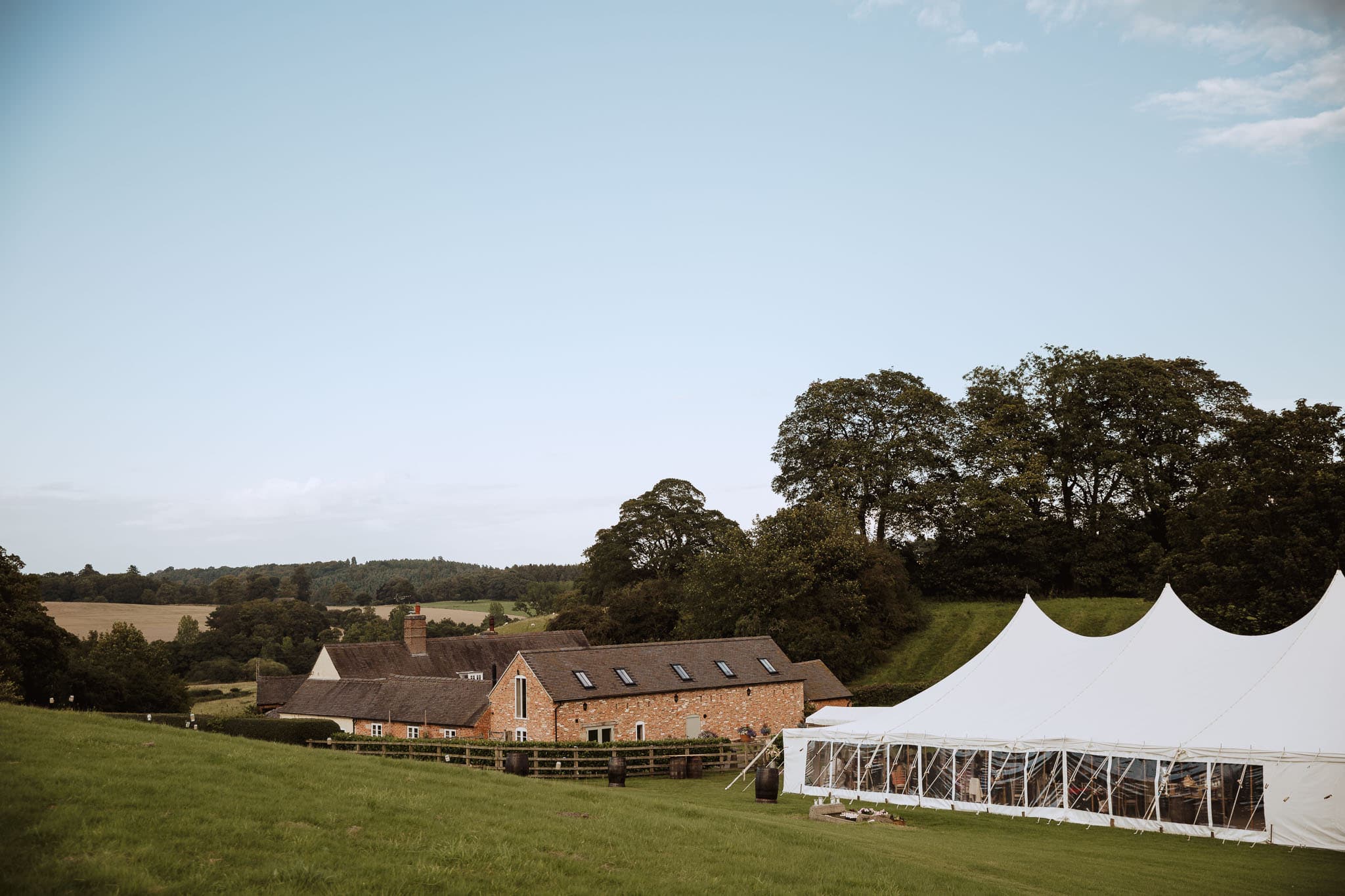 marquee on the farm at Ashbourne Derbyshire Wedding