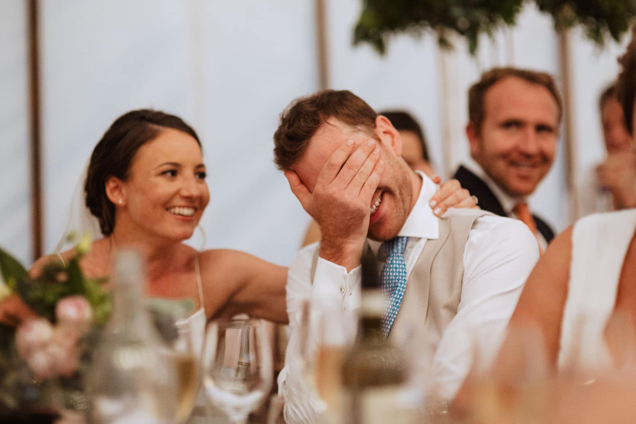 groom cringing during best man's speech