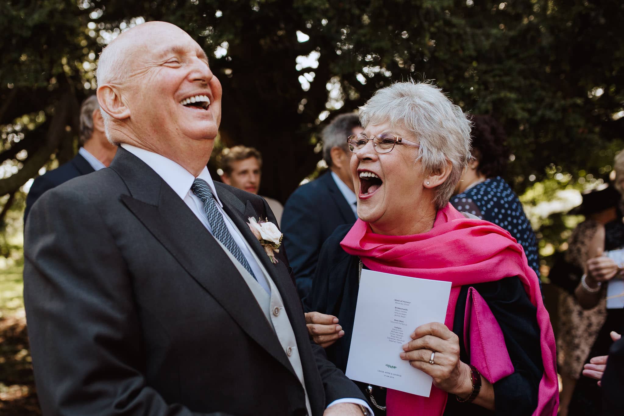 close up candid shot of guests laughing
