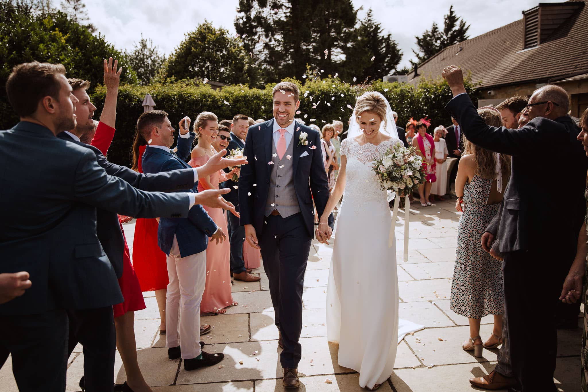 confetti shot at Lapstone Barn Wedding venue The Cotswolds