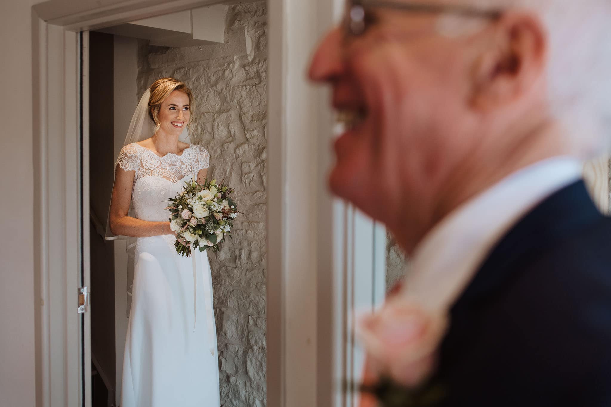 documentary wedding photography of bride just before she  walks down the aisle