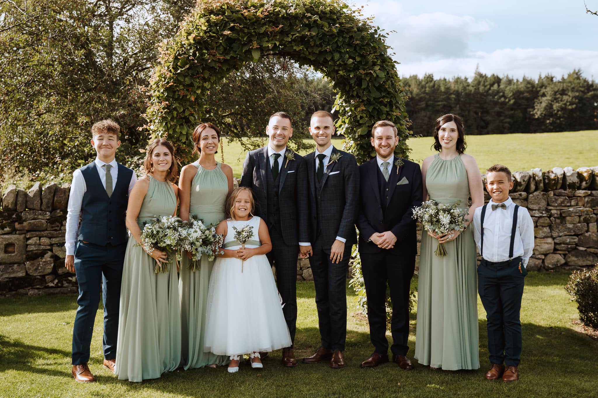 wedding party Healey Barn