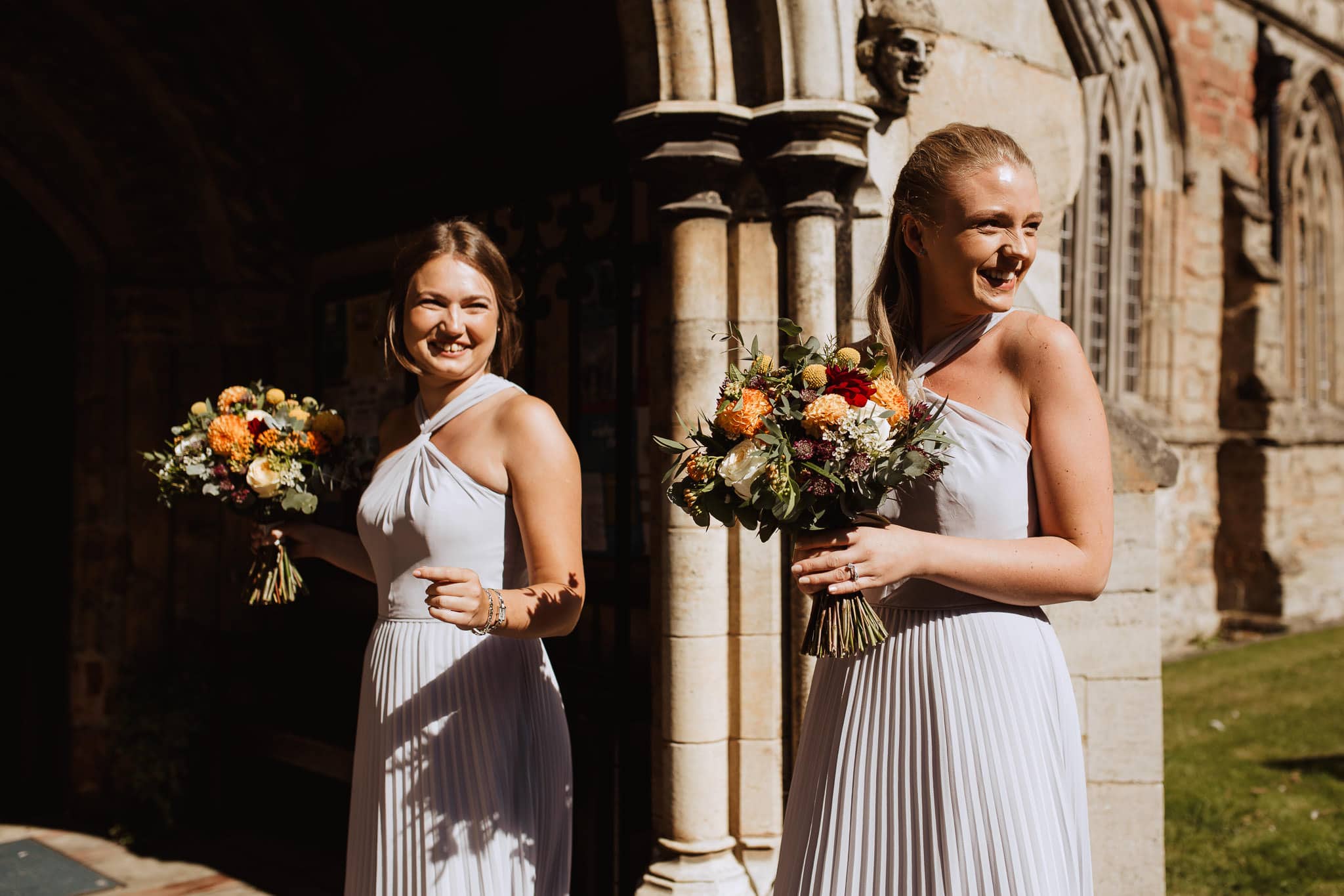 excited bridesmaids for an Autumn wedding