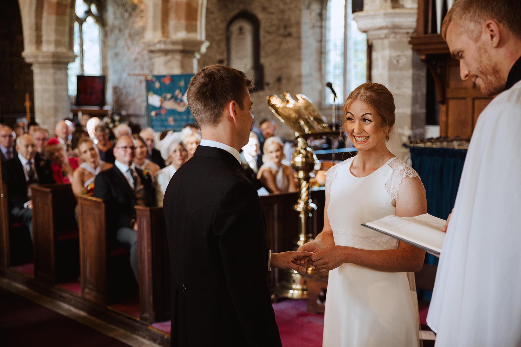 close up of the bride during wedding vows