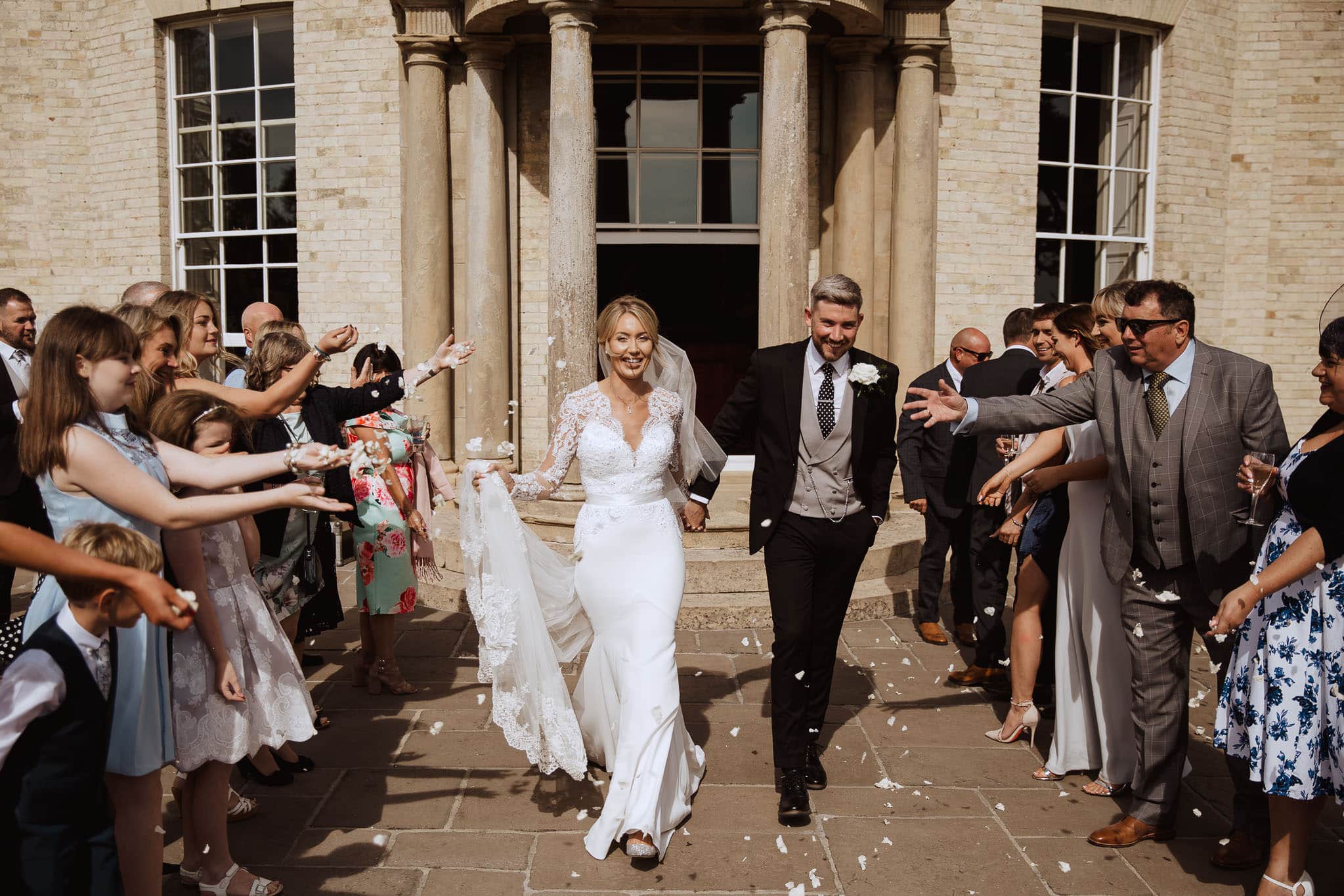 confetti outside Stubton Hall