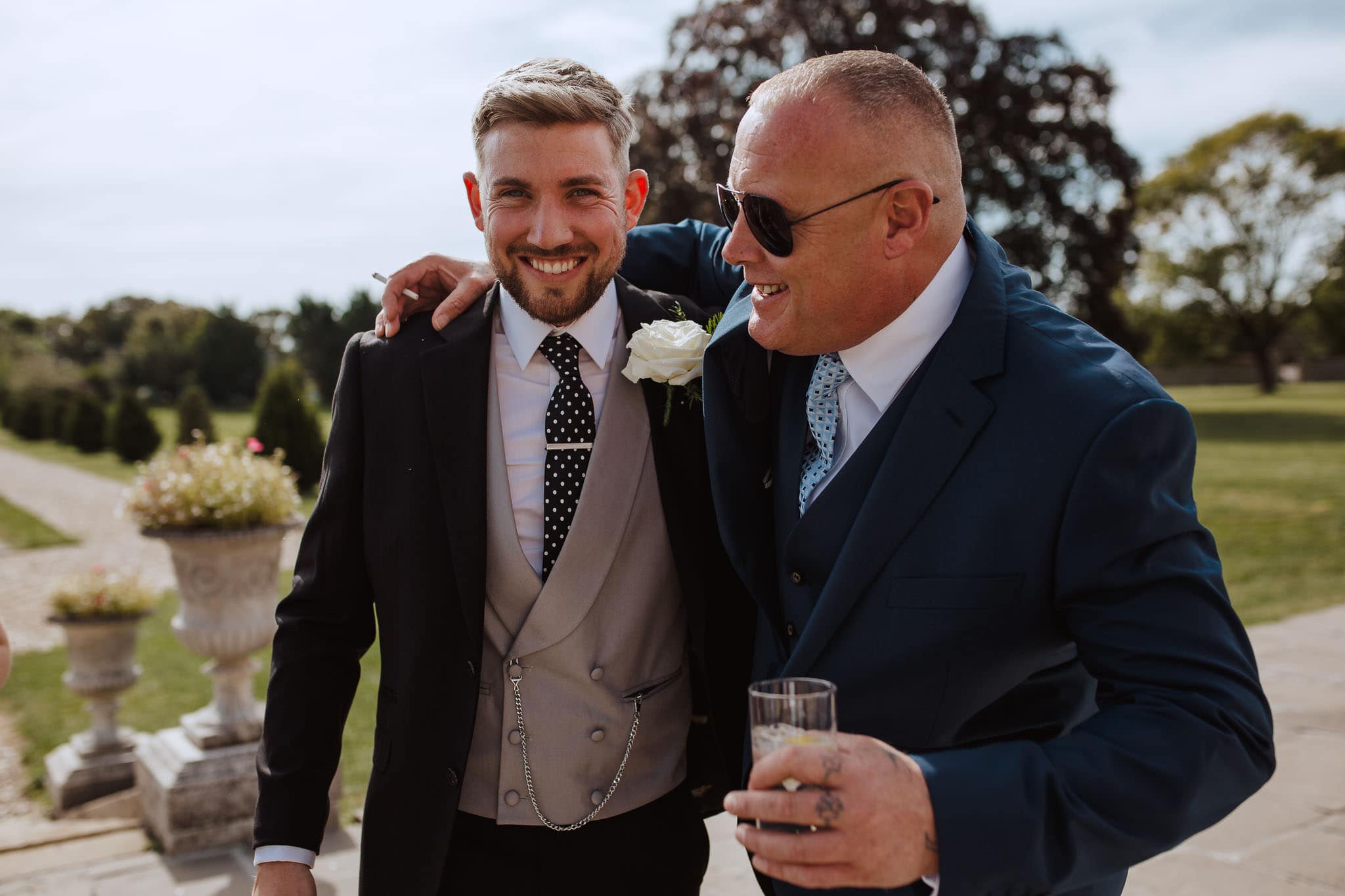 groom happy and being congratulated after ceremony at Stubton Hall