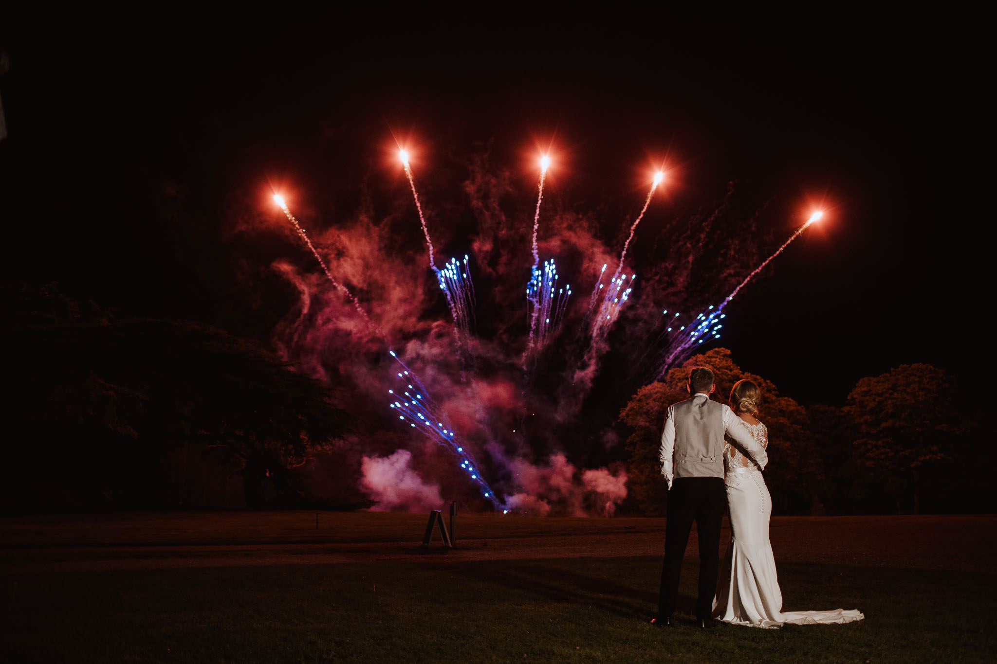 fireworks at Stubton Hall wedding