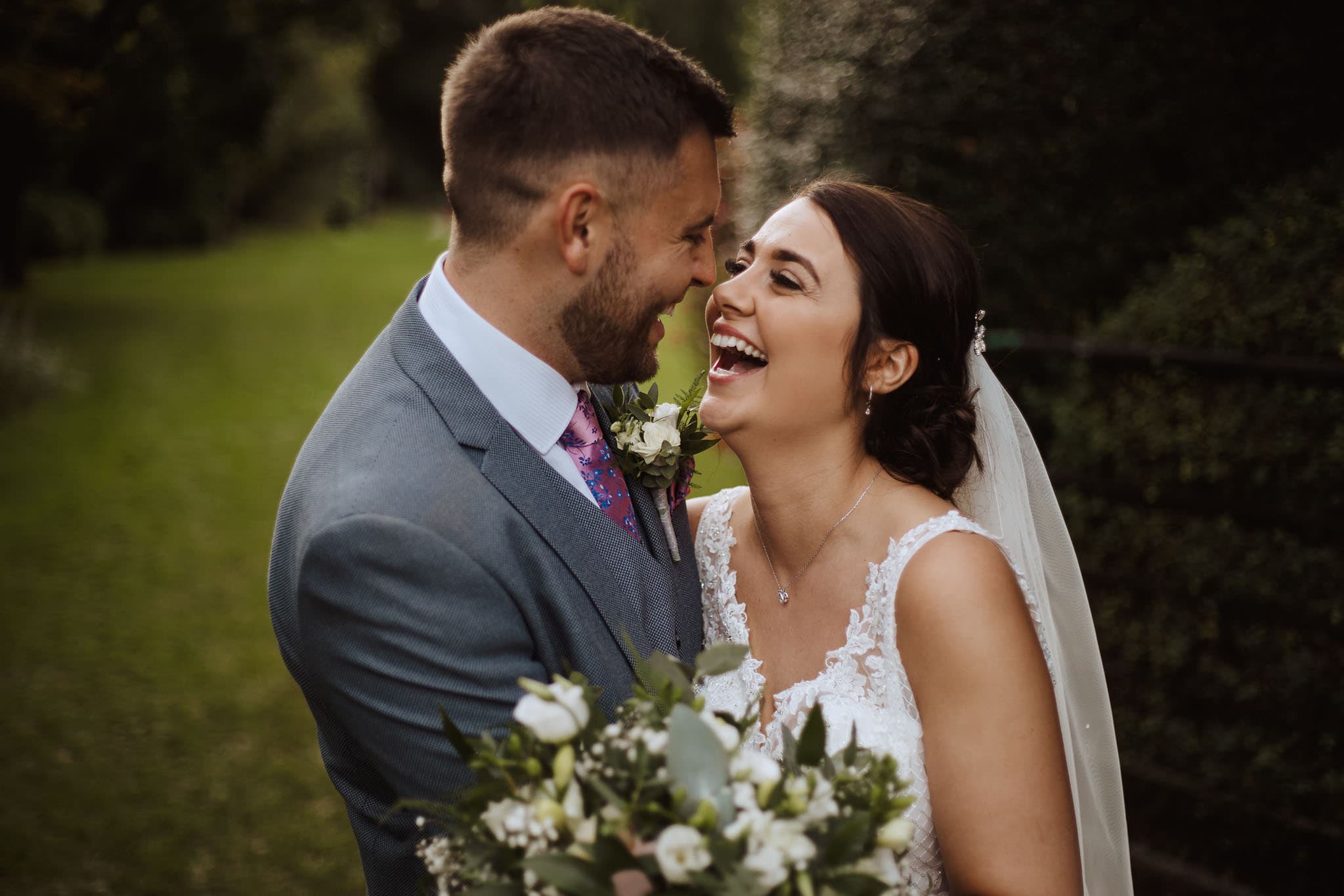 Newton House Barns Wedding natural portrait of bride and groom