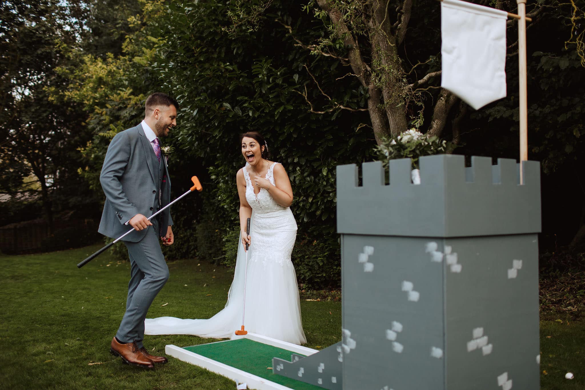 crazy golf at wedding