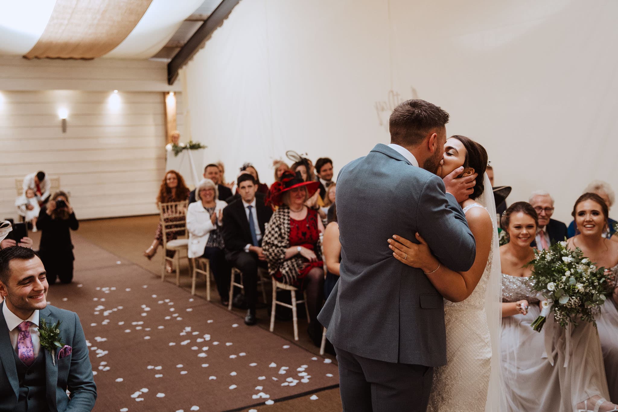 first kiss Newton House Barns Wedding