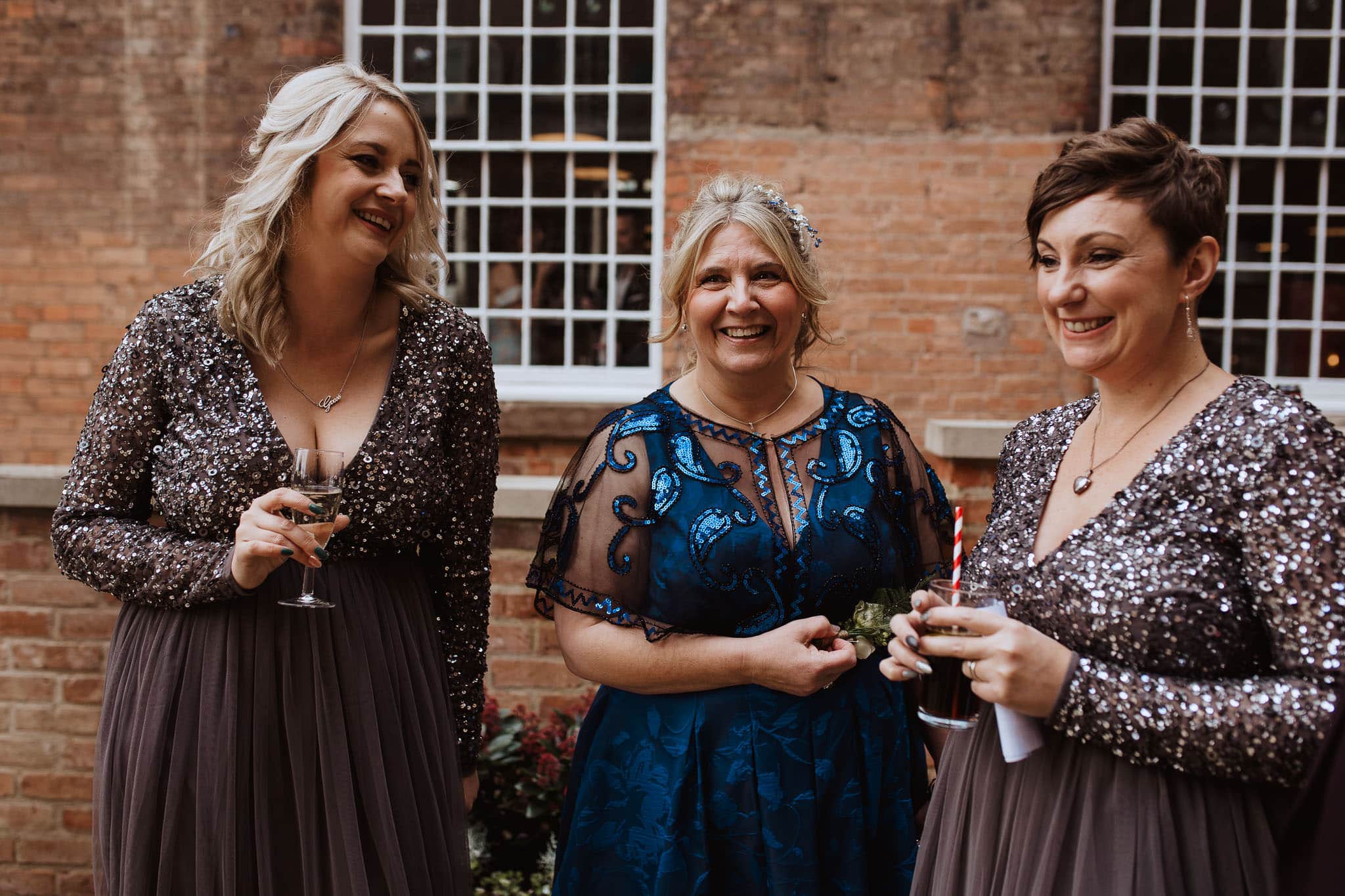 sequinned bridesmaids dresses at West Mill wedding