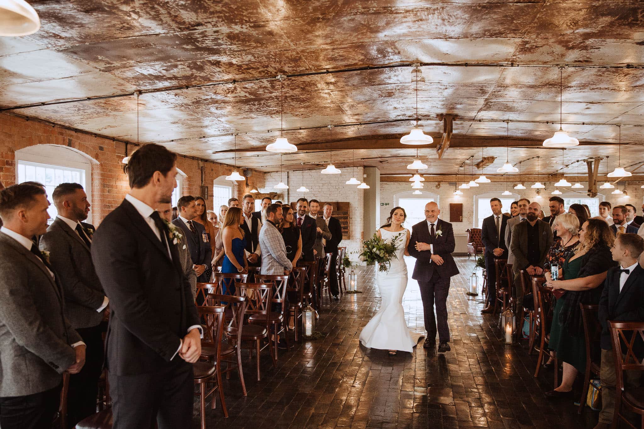 bride's entrance to West Mill wedding ceremony