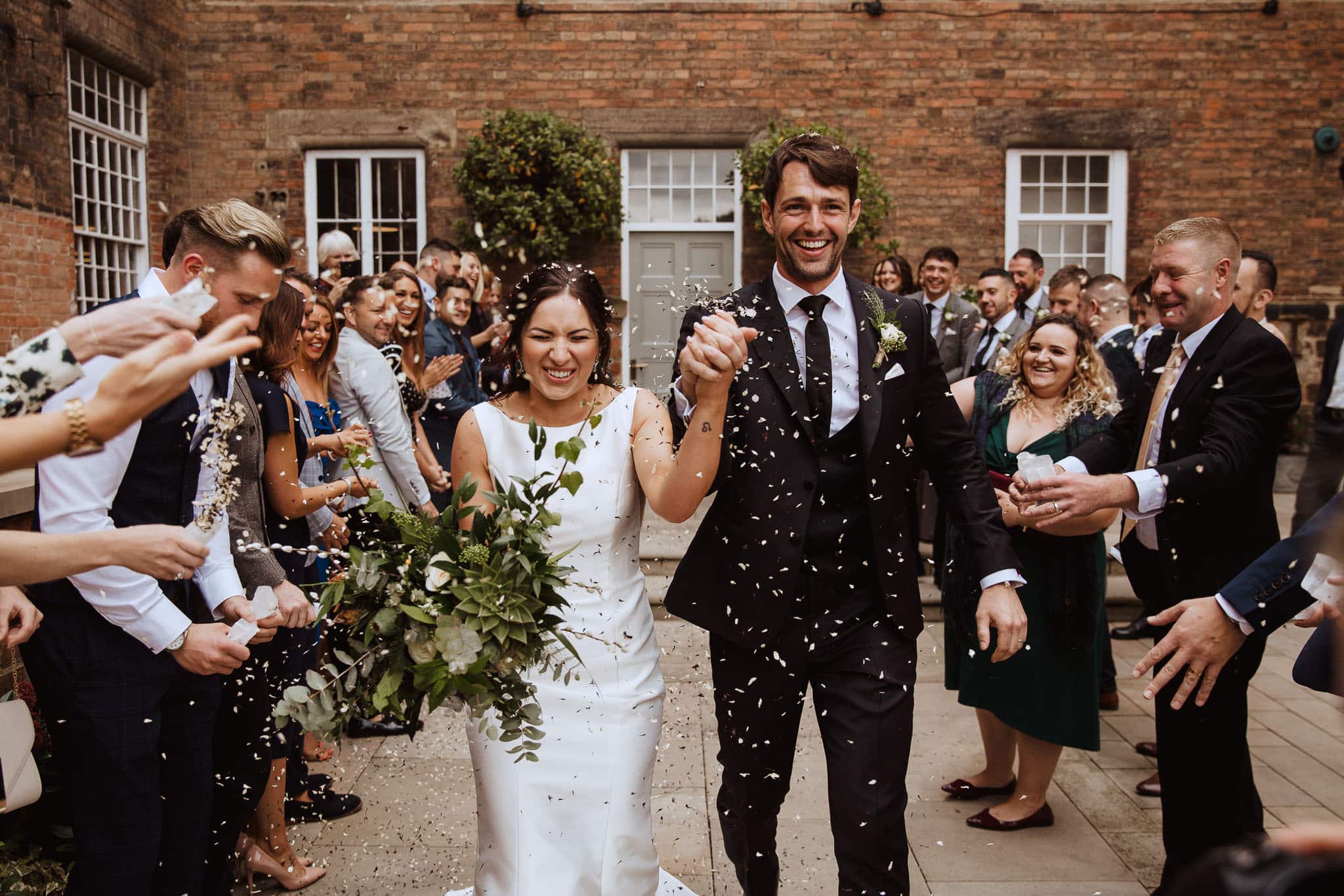 confetti shot The West Mill Derby Wedding venue