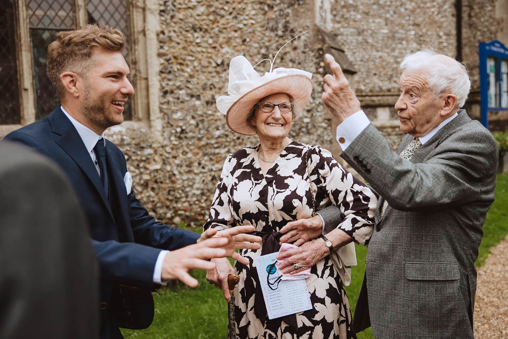 groom and his grandparents by documentary wedding photographers Red on Blonde