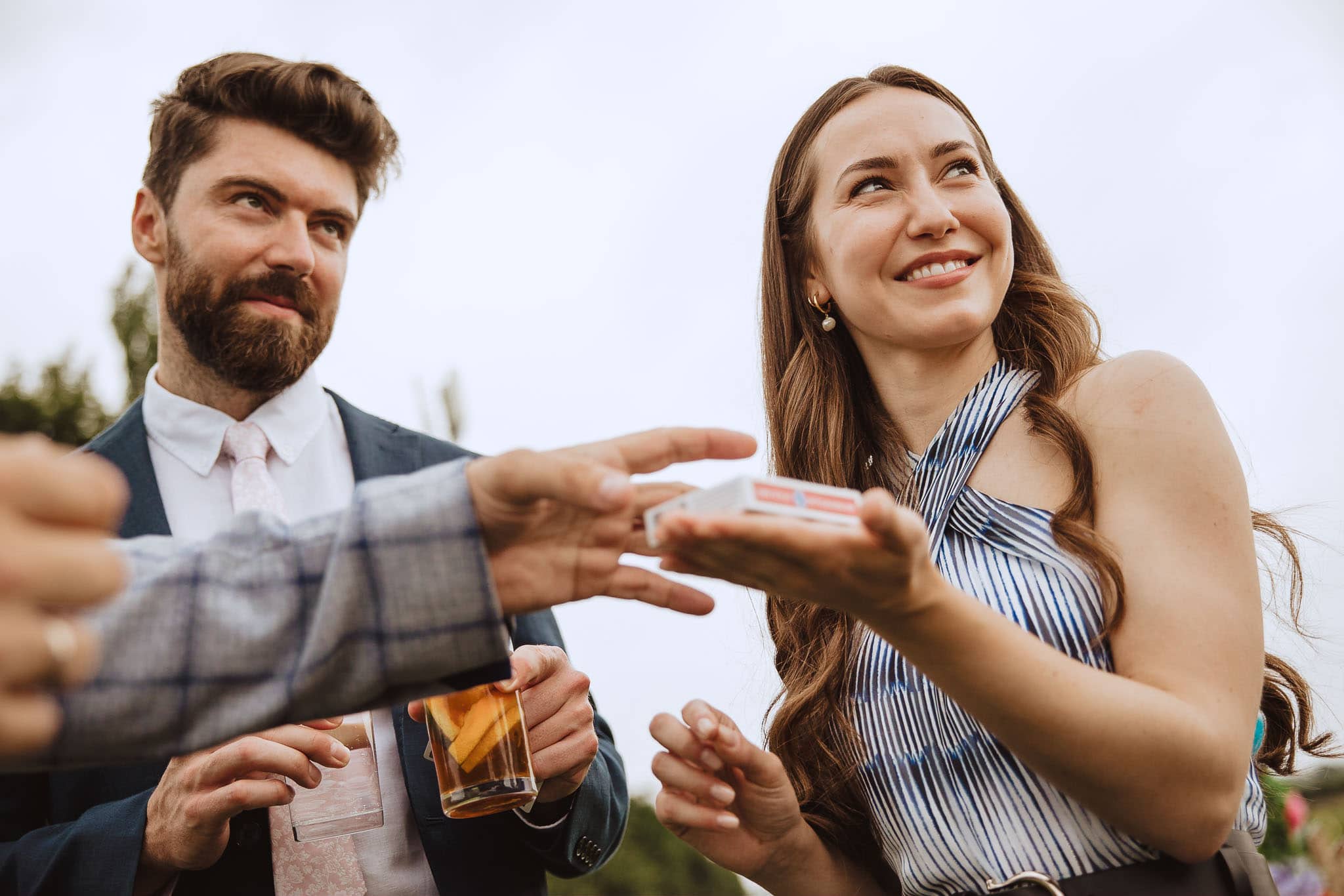 magician entertaining guests at wedding