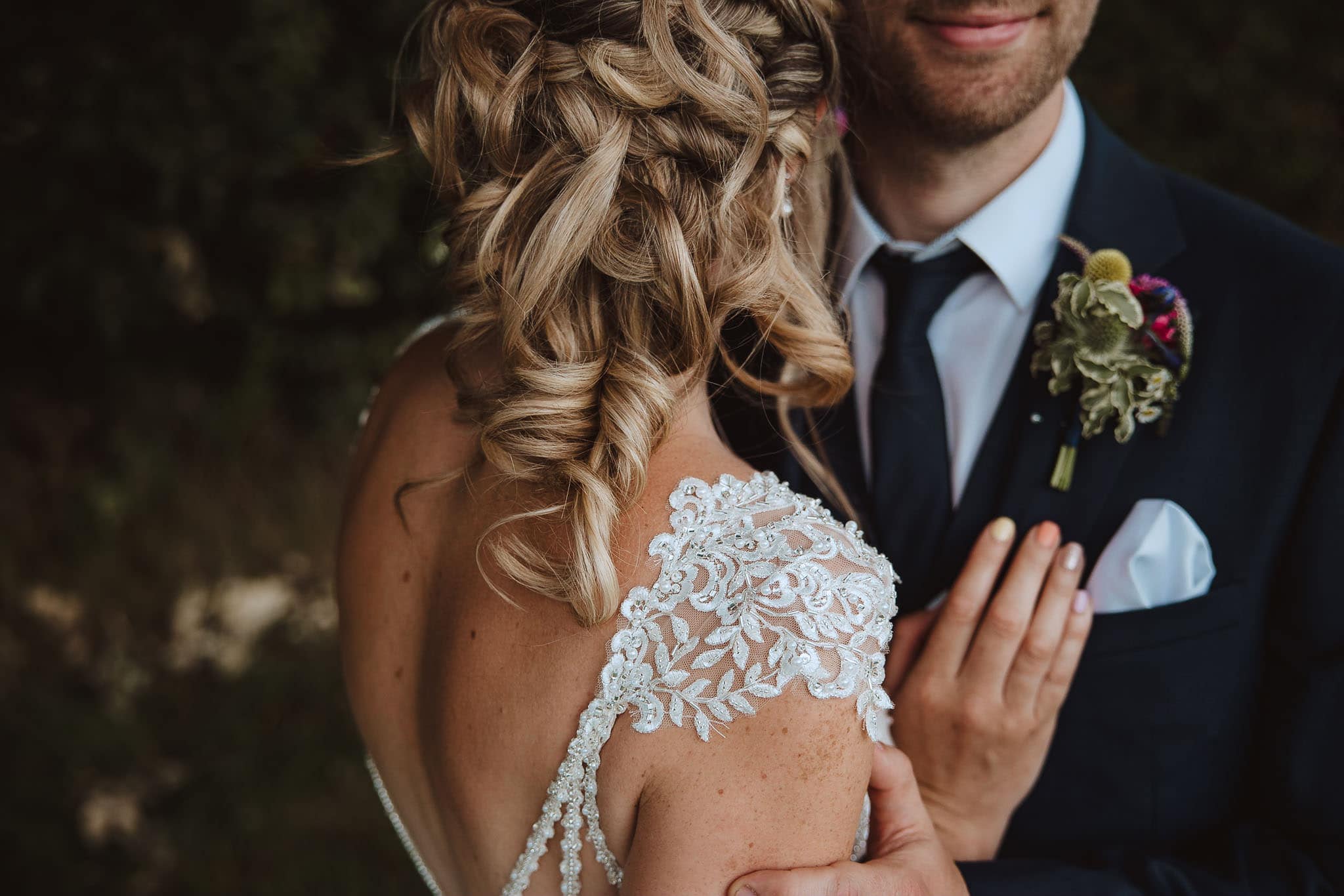 wedding details lace and beaded dress