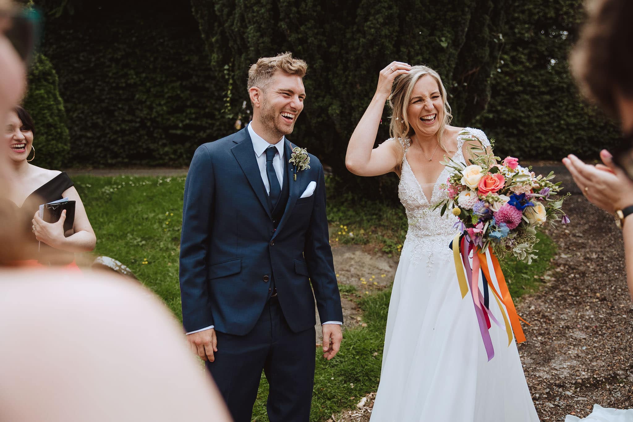 happy bride and groom reportage wedding photography