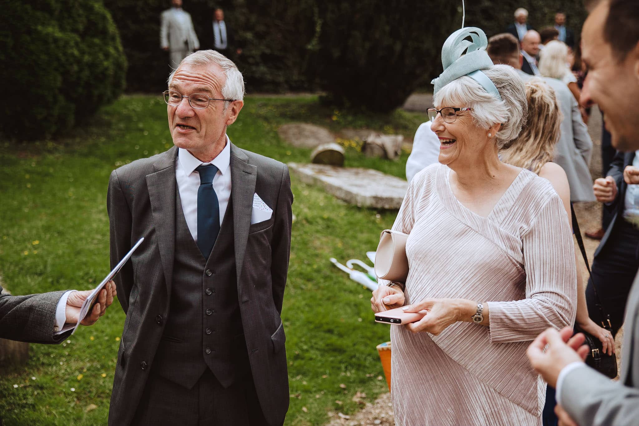 happy wedding guests