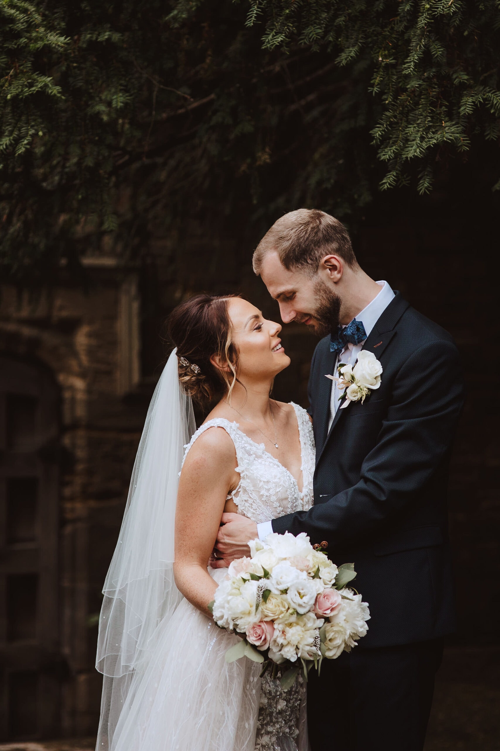 bride & groom portraits by Red on Blonde Photography at Hooton Pagnell Hall wedding