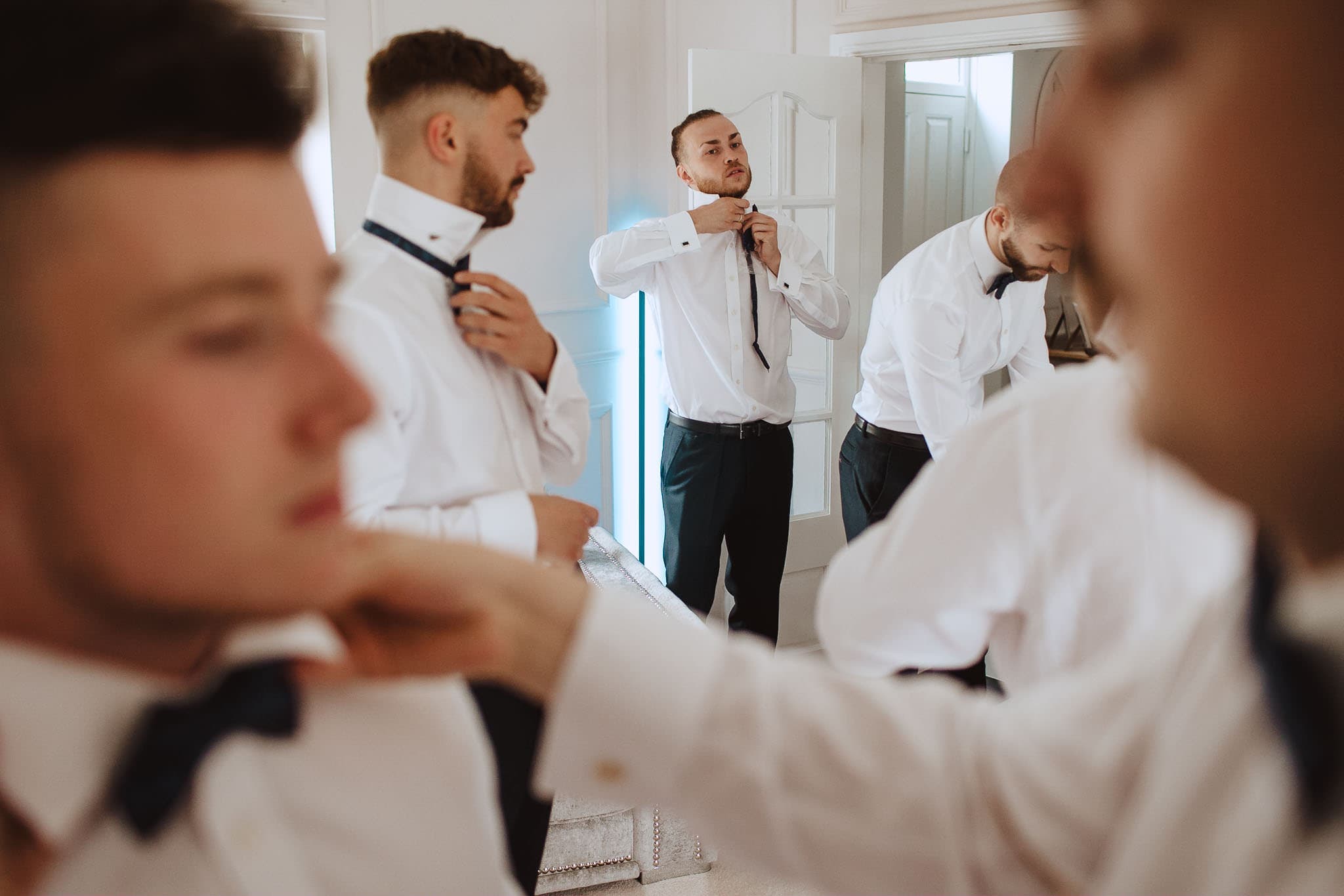 groom prep black tie wedding photography