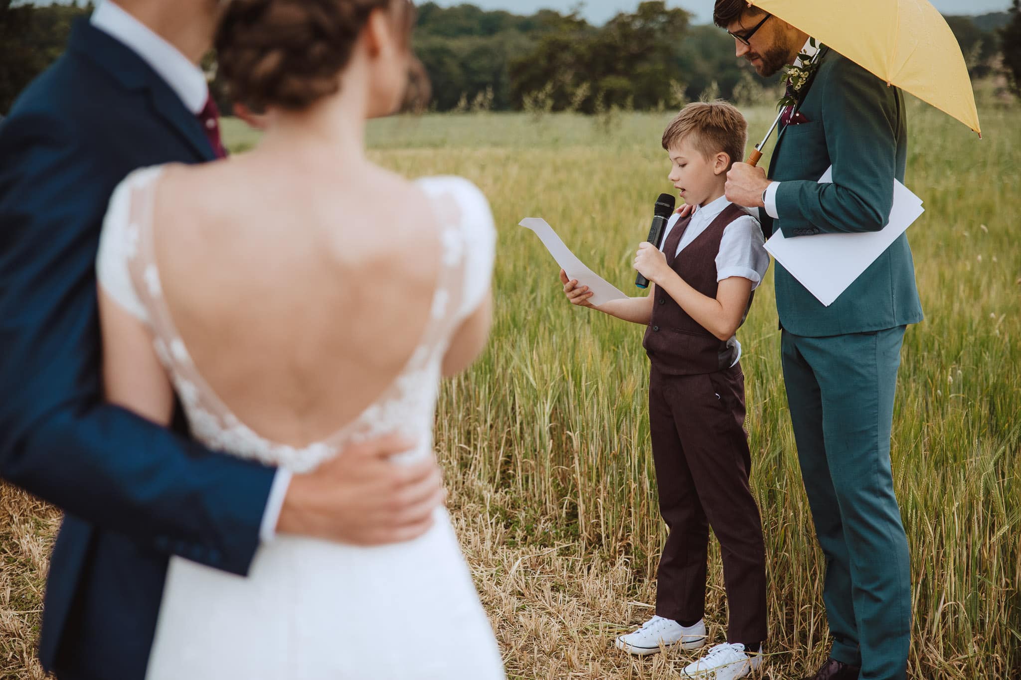 personal wedding ceremony nephew reading a poem