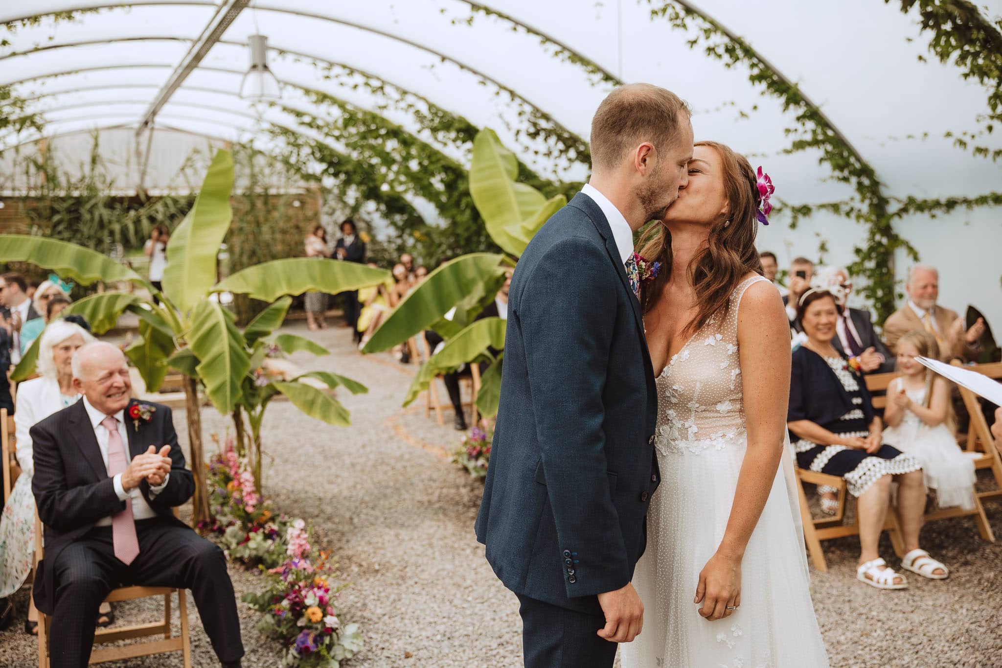 first kiss at Anran wedding venue in Devon