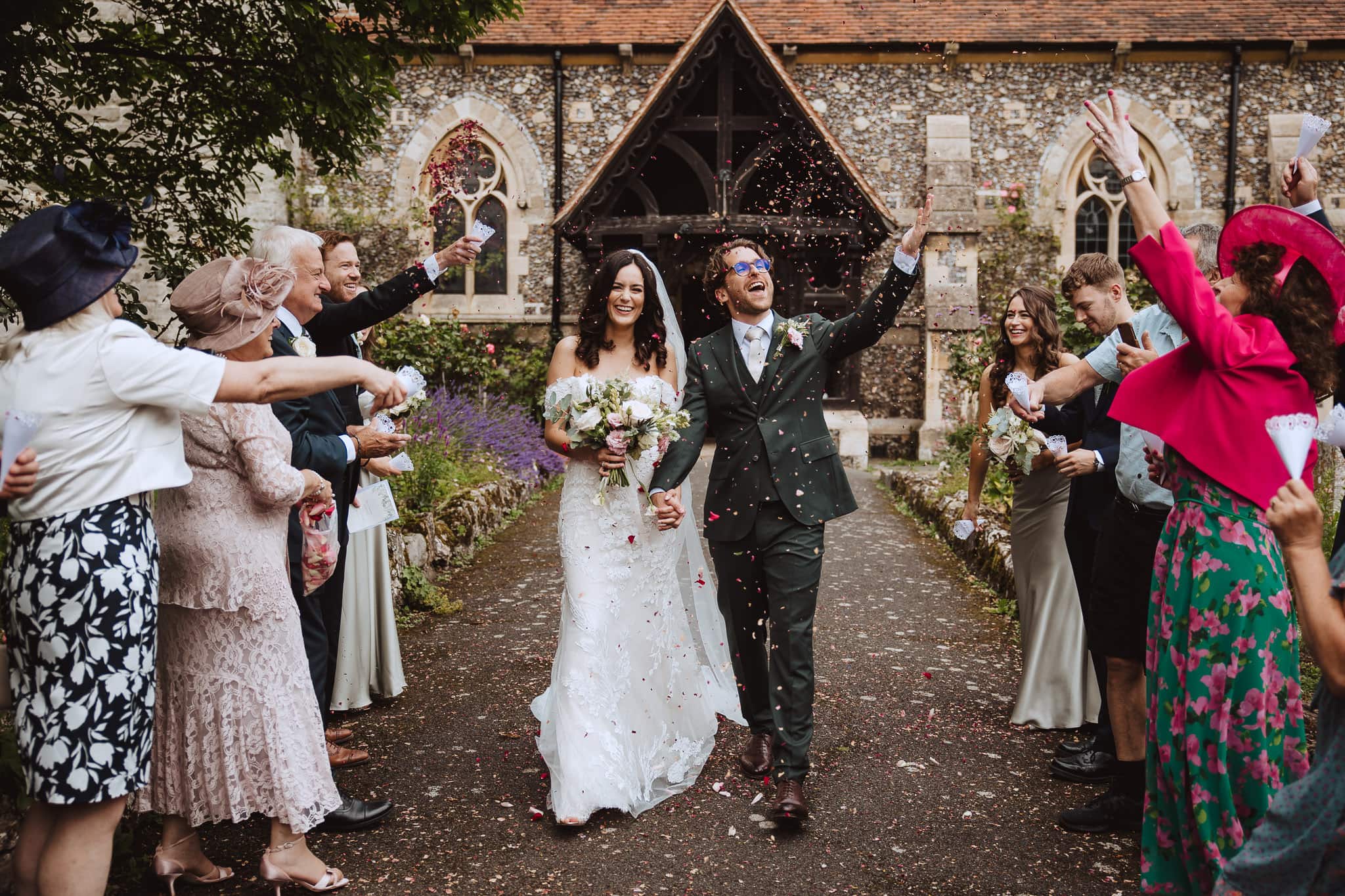 confetti shot filled with joy for Essex wedding